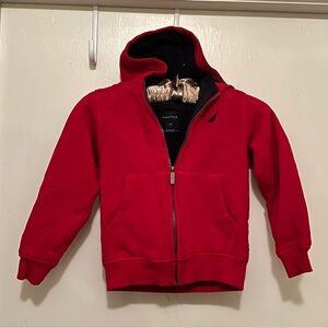 Nautica Kids Red Full Zip Hoodie Sherpa Lined Size Large/7